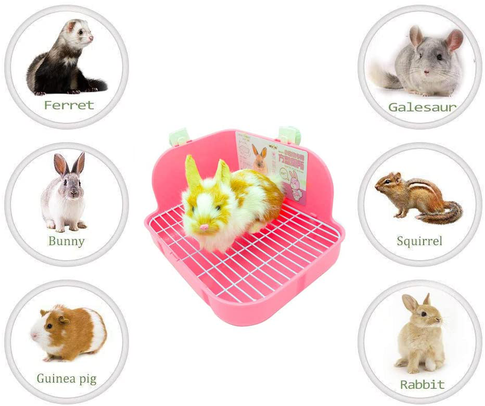RUBYHOME Rabbit Litter Box Toilet, Plastic Square Cage Box Potty Trainer Corner Litter Bedding Box Pet Pan for Small Animals, Rabbits, Guinea Pigs, Chinchilla, Ferret, Galesaur, 11.4 Inches