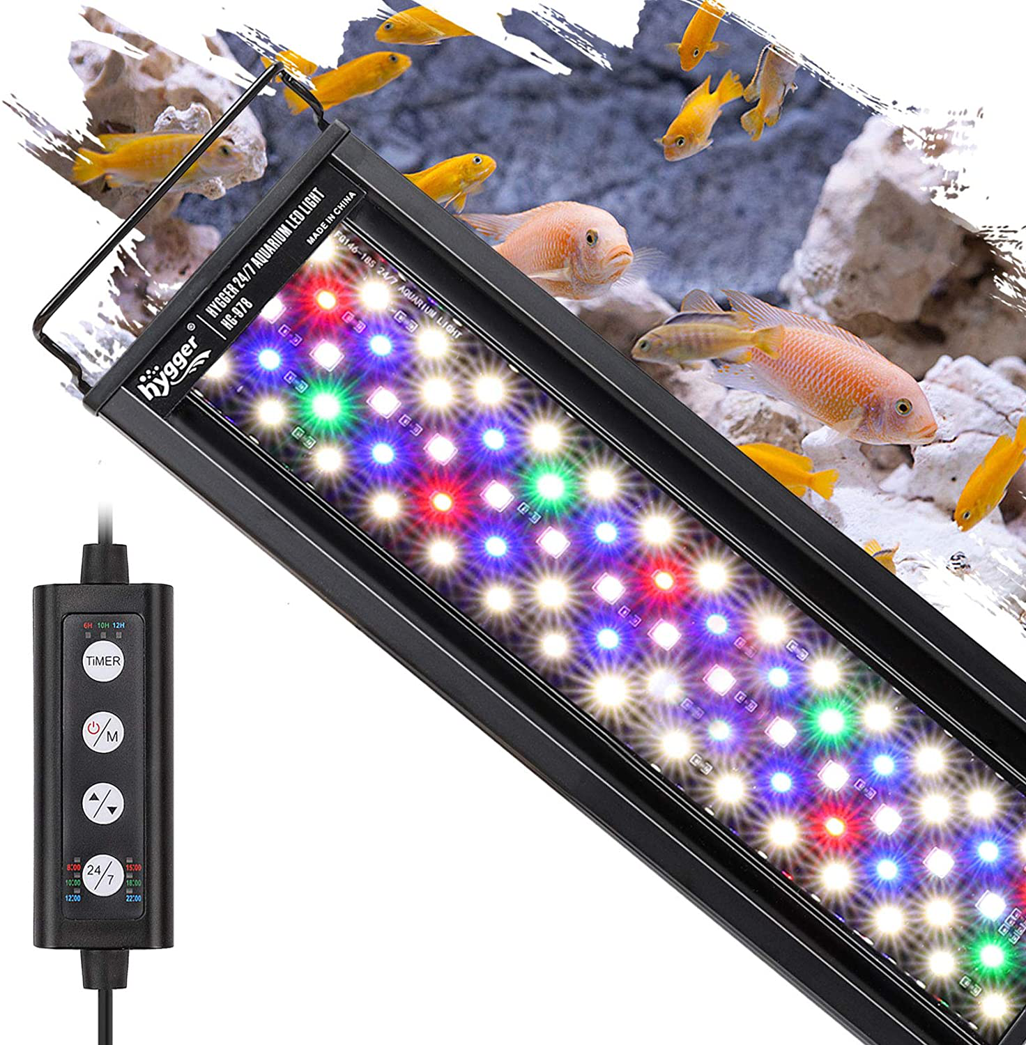 Hygger 18W 24/7 Lighting Aquarium LED Light, Sunrise-Daylight-Moonlight Mode and DIY Mode, Adjustable Timer Adjustable Brightness Fish Tank Light with Extendable Bracket 7 Colors for Planted Tank Animals & Pet Supplies > Pet Supplies > Fish Supplies > Aquarium Lighting hygger 18W for 18~24inch Tank  