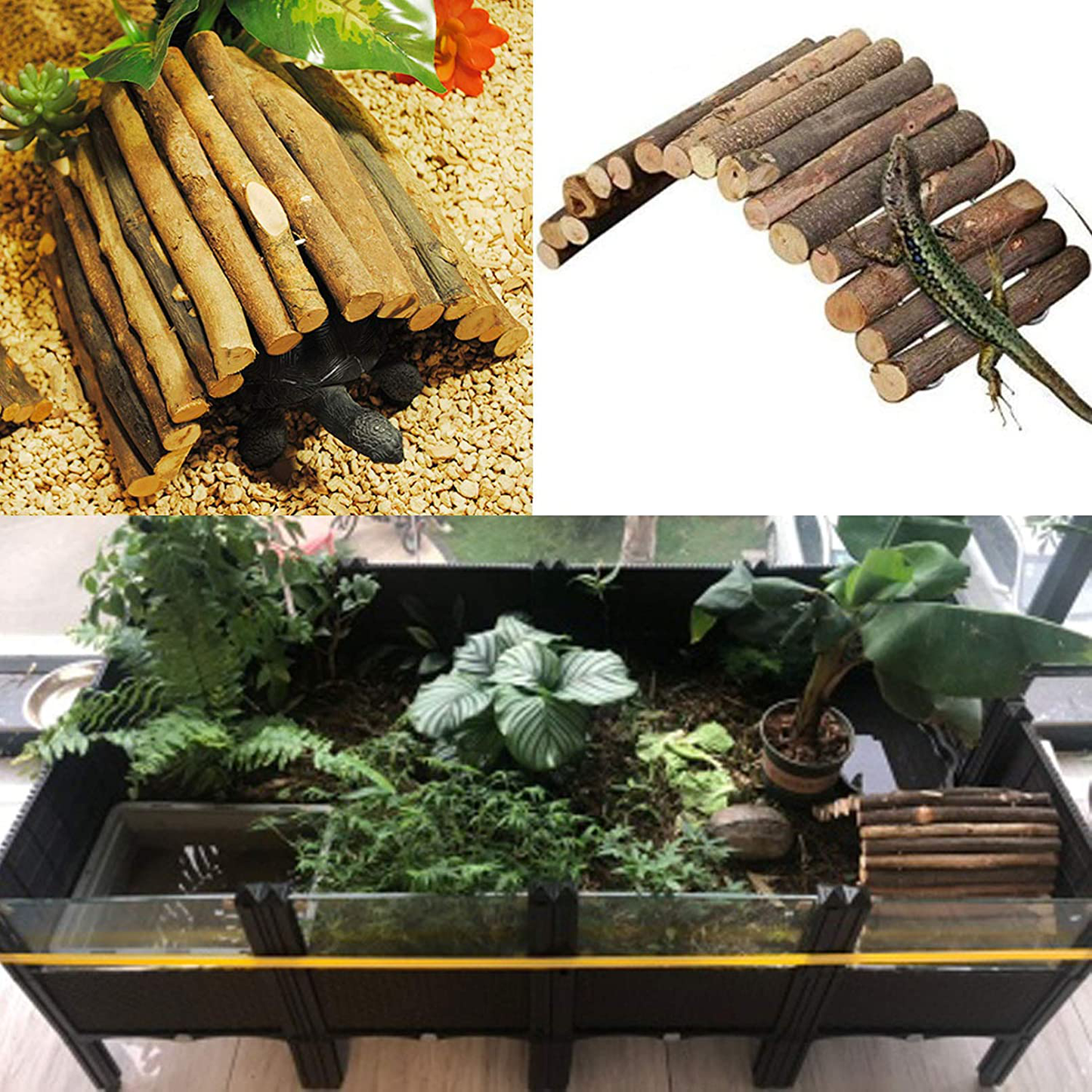 Hamiledyi Reptile Decor Hideout Wooden Guinea Pig Bridge Bendy Tunnel for Rodents Chewing Climbing Ladder Hideaway for Gecko Spiders Lizards Snakes Gerbil Rabbit Ferret Hedgehog Rat Gerbil Animals & Pet Supplies > Pet Supplies > Reptile & Amphibian Supplies > Reptile & Amphibian Habitat Accessories Hamiledyi   