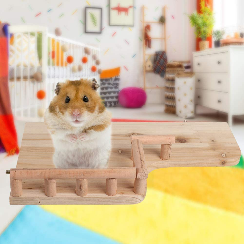 Eecoo Birdcage Stands Hamster Climbing Platform, Wooden Rest Platform with Railing Small Pet Wooden Toys for Guinea Pig Chinchilla Small Animals Climbing Animals & Pet Supplies > Pet Supplies > Bird Supplies > Bird Cages & Stands eecoo   