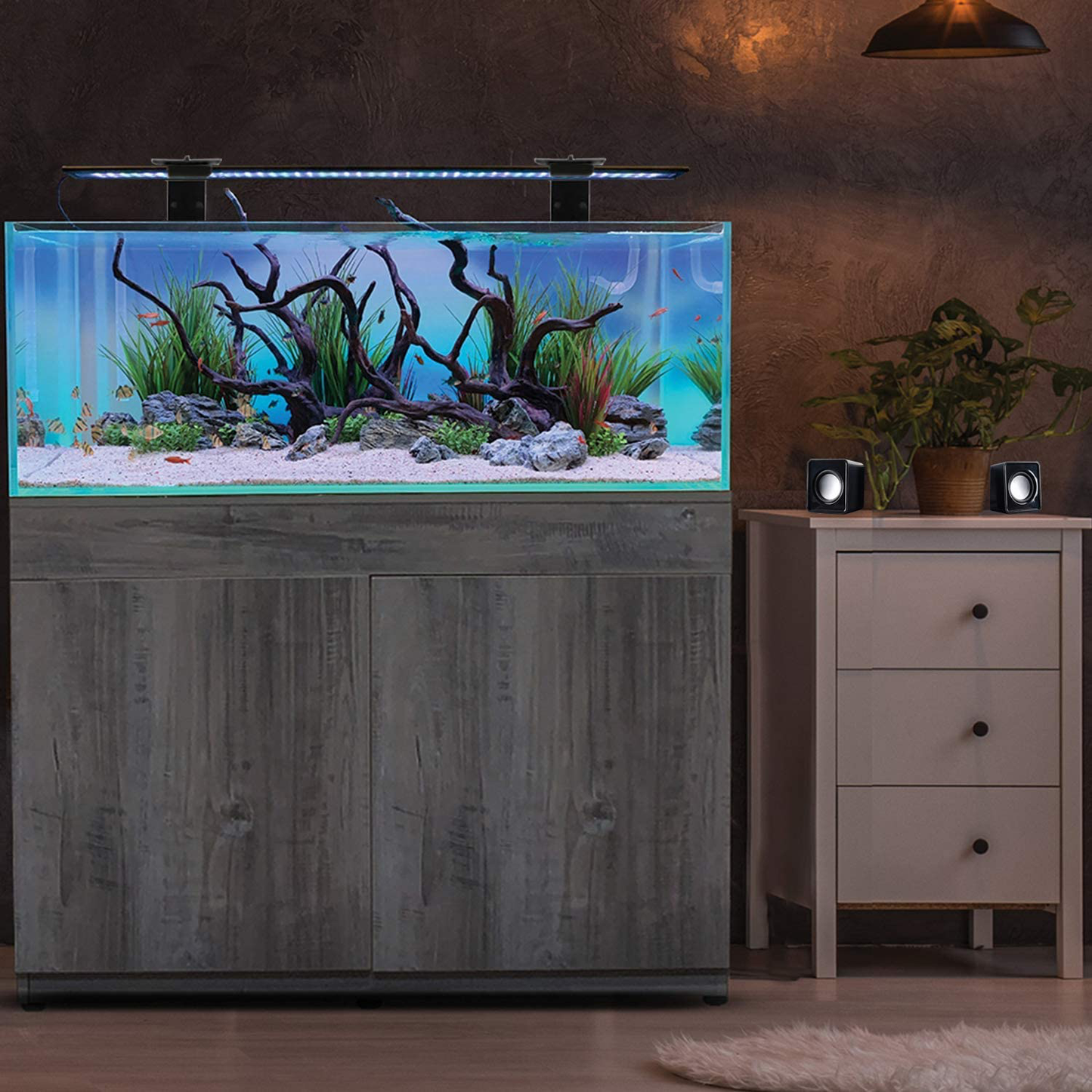 CURRENT USA Serene Freshwater Full Spectrum RGB+W LED Light for Aquariums 48"-60" + Wireless 24 Hour Control + Background Lighting + Binaural Audio + Dual Tank Mount Arm Bundle Animals & Pet Supplies > Pet Supplies > Fish Supplies > Aquarium Lighting CURRENT   