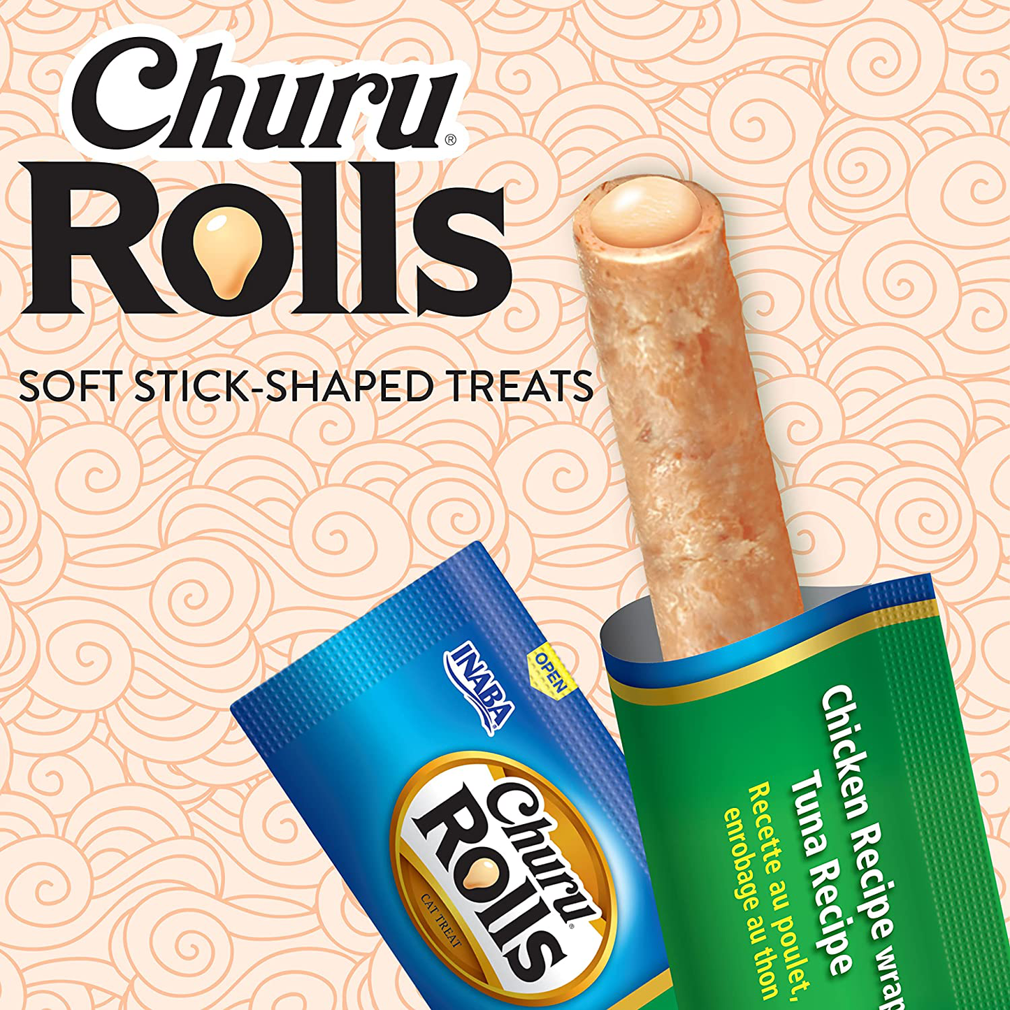 INABA Churu Rolls for Cats, Grain-Free, Soft/Chewy Baked Chicken Wrapped Churu Filled Cat Treats, 0.35 Ounces Each Stick Animals & Pet Supplies > Pet Supplies > Cat Supplies > Cat Treats INABA   