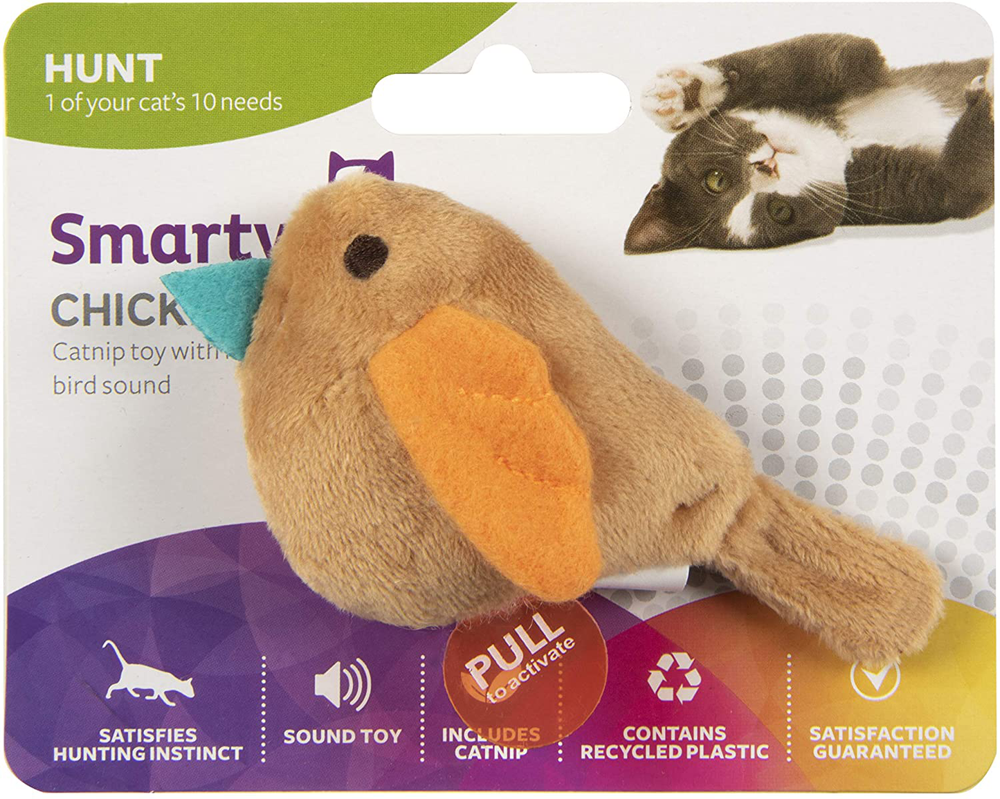 Smartykat Chickadee Chirp, Electronic Sound Cat Toy, Soft Plush Interactive Chirping Bird, Filled with Catnip & Stuffing, Battery Powered Animals & Pet Supplies > Pet Supplies > Cat Supplies > Cat Toys SmartyKat   