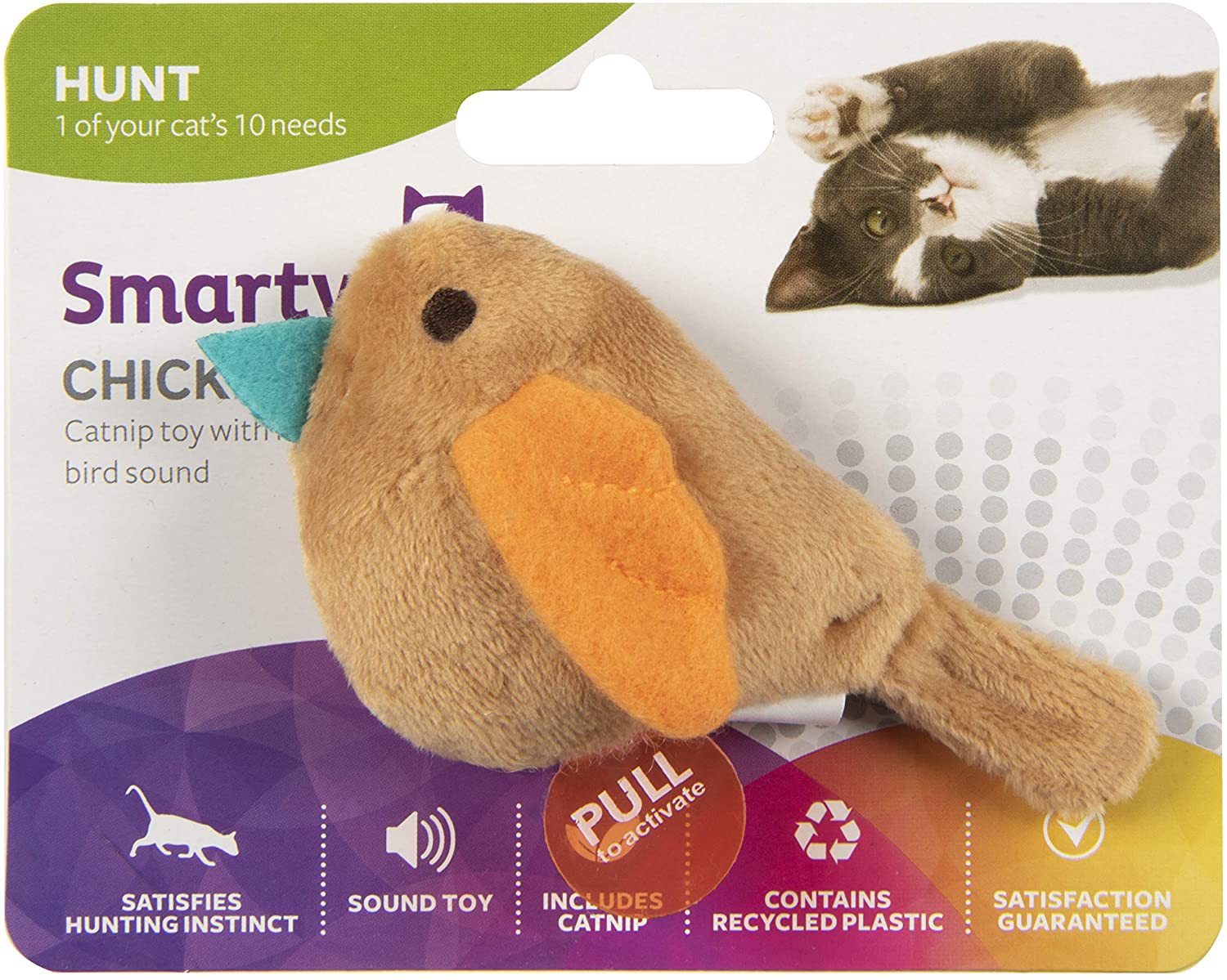 Smartykat Chickadee Chirp, Electronic Sound Cat Toy, Soft Plush Interactive Chirping Bird, Filled with Catnip & Stuffing, Battery Powered Animals & Pet Supplies > Pet Supplies > Cat Supplies > Cat Toys SmartyKat   