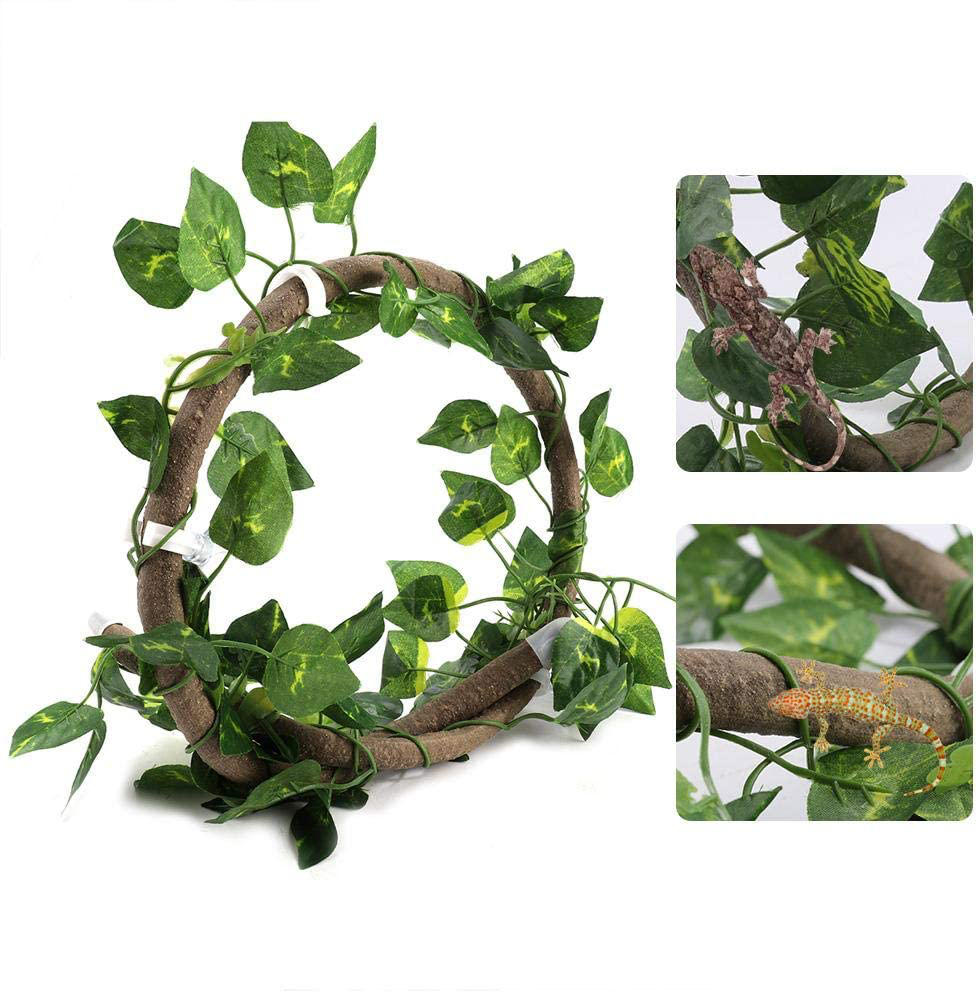 HEEPDD Reptile Vines, 3.28Ft Artificial Reptile Climbing Branch with Suction Cups Flexible Jungle Rattan with 6.89Ft Long Vine Habitat Decor for Gecko Chameleon Animals & Pet Supplies > Pet Supplies > Reptile & Amphibian Supplies > Reptile & Amphibian Habitat Accessories HEEPDD   