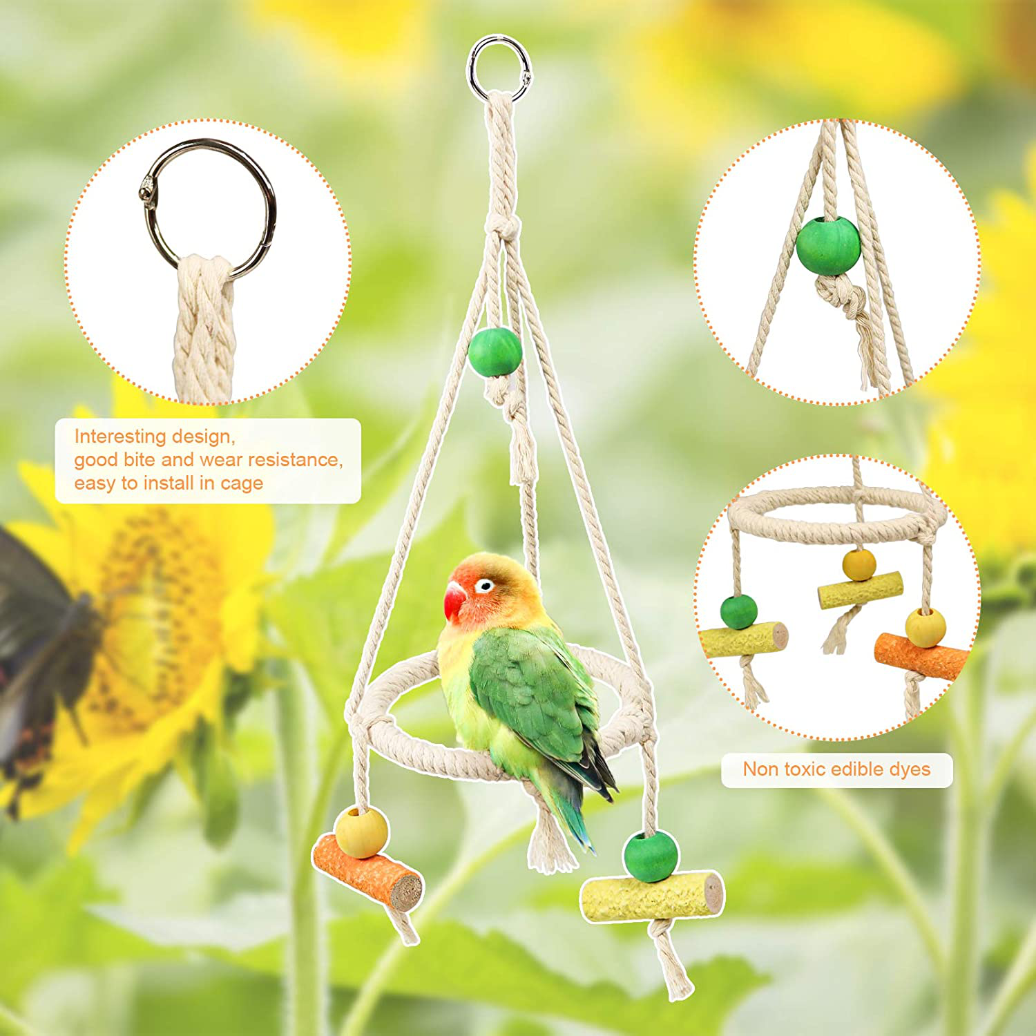 Funny Bird Perches Chew Toy Cotton Rope Parrot Toy Bite Resistant Bird  Training