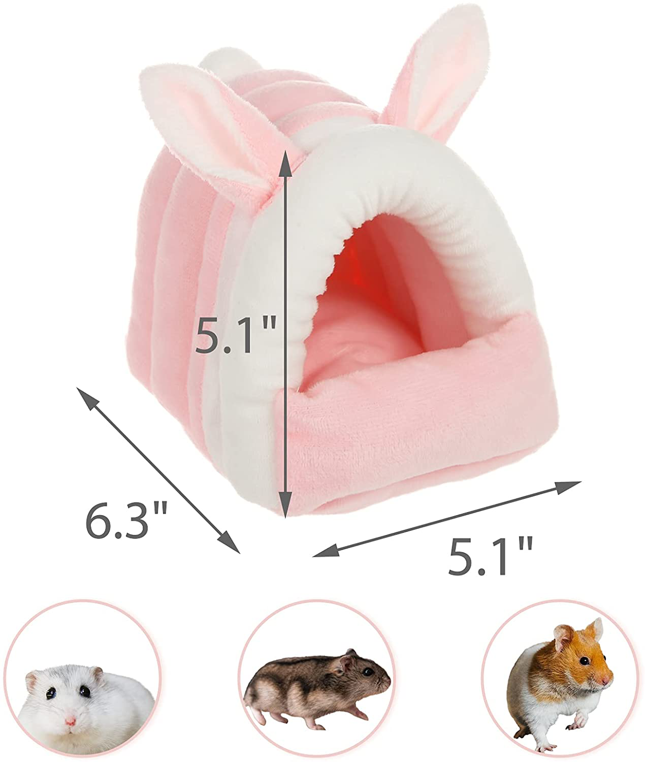 Mictovin Hamster Bed House for Winter Cozy Hamster Bedding Cage Accessories Warm Hamster Habitat Small Animal Houses for Hamster Bearded Dragon Hedgehog Rat