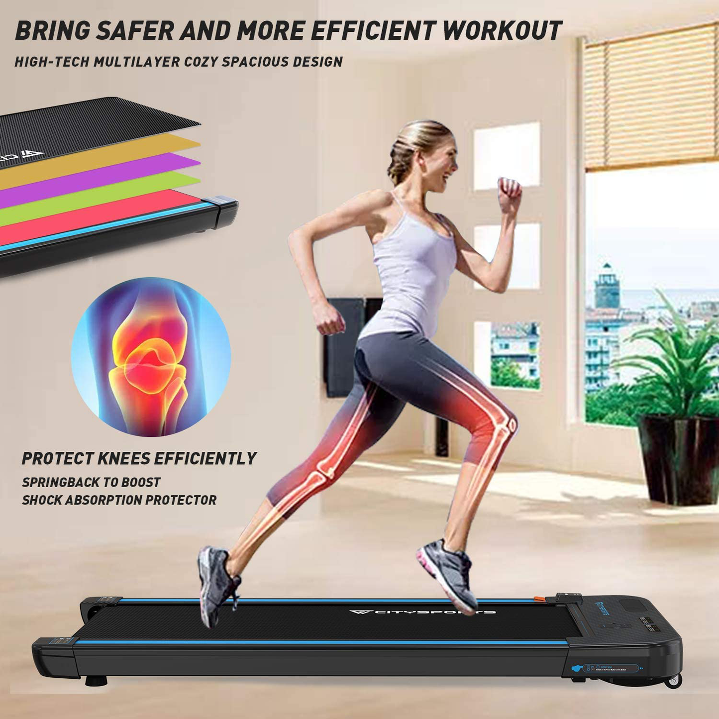 CITYSPORTS Portable Treadmill, Electric Walking Treadmills, Workout Treadmills with Bluetooth, Adjustable Speed LCD Screen & 440W Motor Silent Fitness Machine for Home/Office Animals & Pet Supplies > Pet Supplies > Dog Supplies > Dog Treadmills CITYSPORTS   