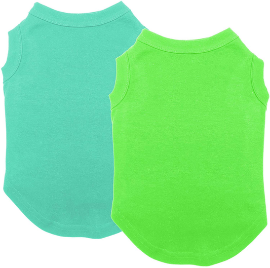 Chol&Vivi Dog Shirts Blank Clothes, 2Pcs Dog T-Shirts Apparel Fit Fot Small Extra Small Medium Large Extra Large Dog Cat, Cotton Shirts Soft and Breathable Animals & Pet Supplies > Pet Supplies > Cat Supplies > Cat Apparel Chol&Vivi Light Blue And Green 23" Chest 