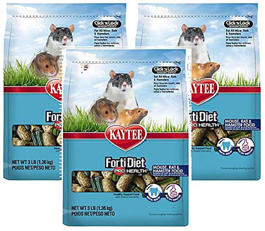 Kaytee (3 Pack) Forti-Diet Pro Health Mouse, Rat & Hamster Food 3 Lbs Each