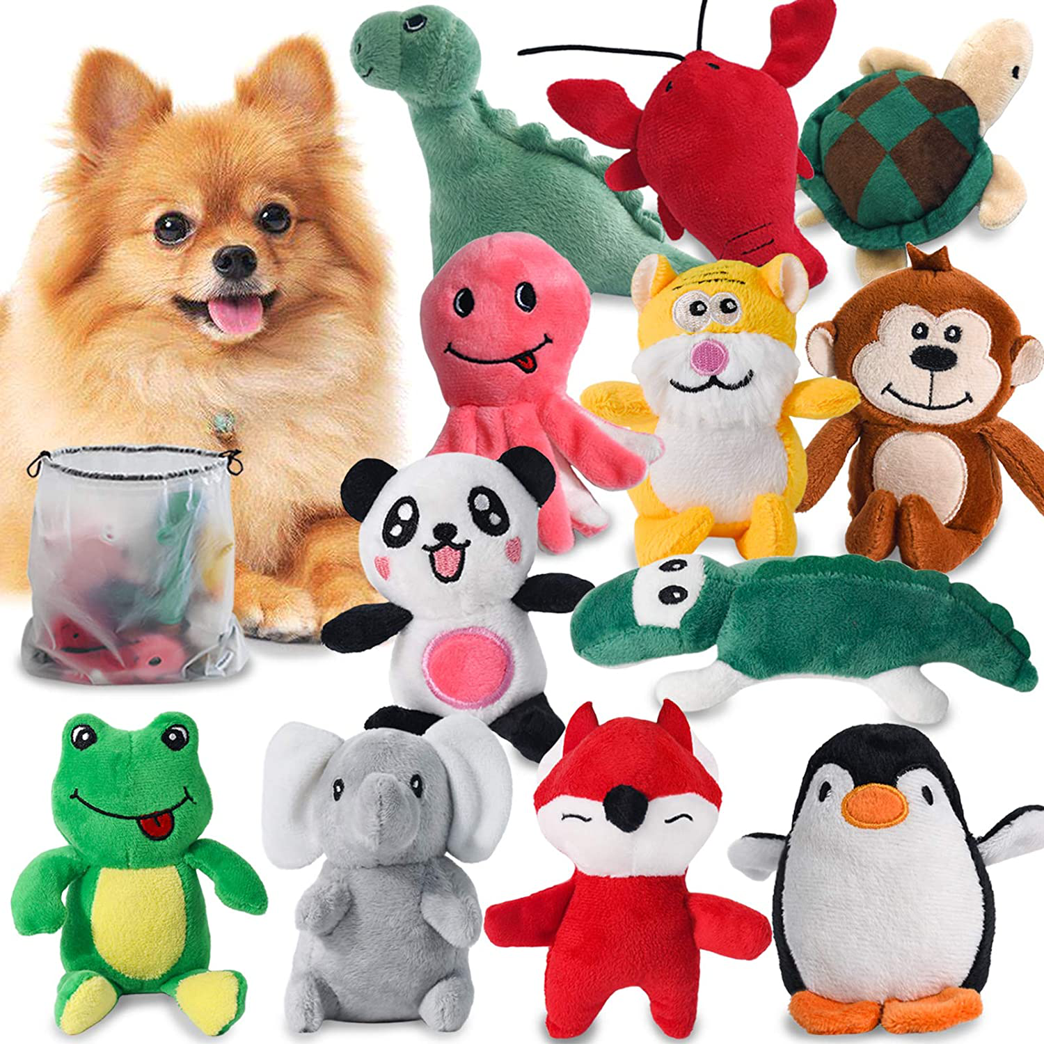 Squeaky Dog Toys for Puppy Small Medium Dogs, Stuffed Samll Dog Toys Bulk with 12 Plush Pet Dog Toy Set, Cute Safe Dog Chew Toys Pack for Puppies Teething Animals & Pet Supplies > Pet Supplies > Dog Supplies > Dog Toys LEGEND SANDY 12 Dog Toys  