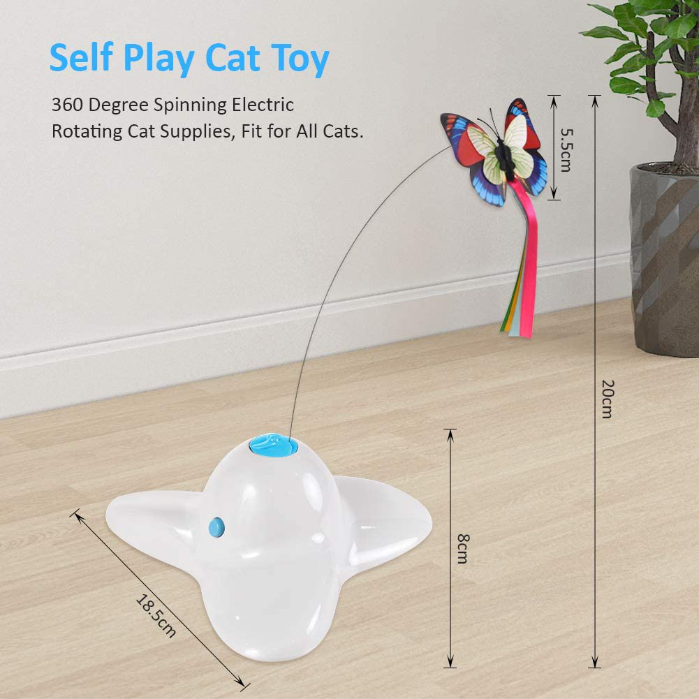 Flurff Cat Toys, Interactive Cat Toy Butterfly Funny Exercise Electric Flutter Rotating Kitten Toys, Cat Teaser with Replacement Animals & Pet Supplies > Pet Supplies > Cat Supplies > Cat Toys Flurff   