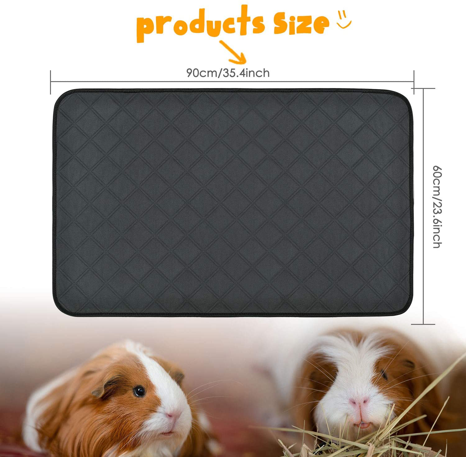 BWOGUE Guinea Pig Fleece Cage Liners, 2 Pack Washable Guinea Pig Pee Pads, Waterproof Reusable& anti Slip Guinea Pig Bedding Super Absorbent Pee Pad for Small Animals