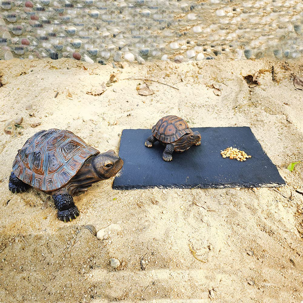 Cakocaco 12"X8" Tortoise Large Basking Platform Resting Terrace Turtle Feeding Bowl Dish Bathing Area, Rock Plate Easy for Grind Nails