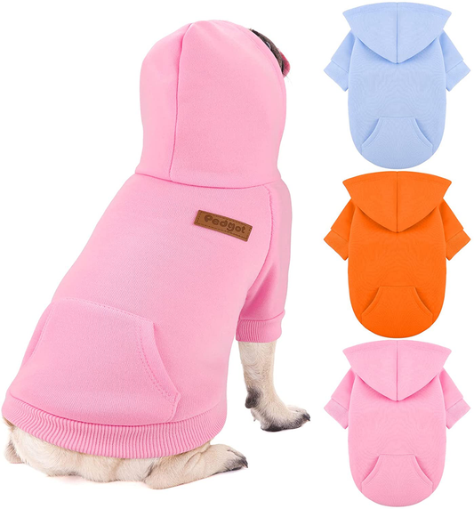 Pedgot 3 Pack Dog Hoodie Dog Sweaters with Hat and Pocket Pet Hooded Clothes Warm Coat Sweater Winter Autumn Casual Sports Hoodies for Small Dogs Cats Animals & Pet Supplies > Pet Supplies > Cat Supplies > Cat Apparel Pedgot Blue, Pink, Orange Small 