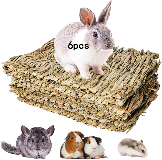 Hamiledyi Bunny Grass Mat Natural Woven Hamster Grass Bed Nest Small Animal Handmade Bedding Hay Mat Chewing Play Toy for Guinea Pig Chinchilla Rabbit Squirrel Hedgehog(6 Pack) Animals & Pet Supplies > Pet Supplies > Small Animal Supplies > Small Animal Bedding Hamiledyi   