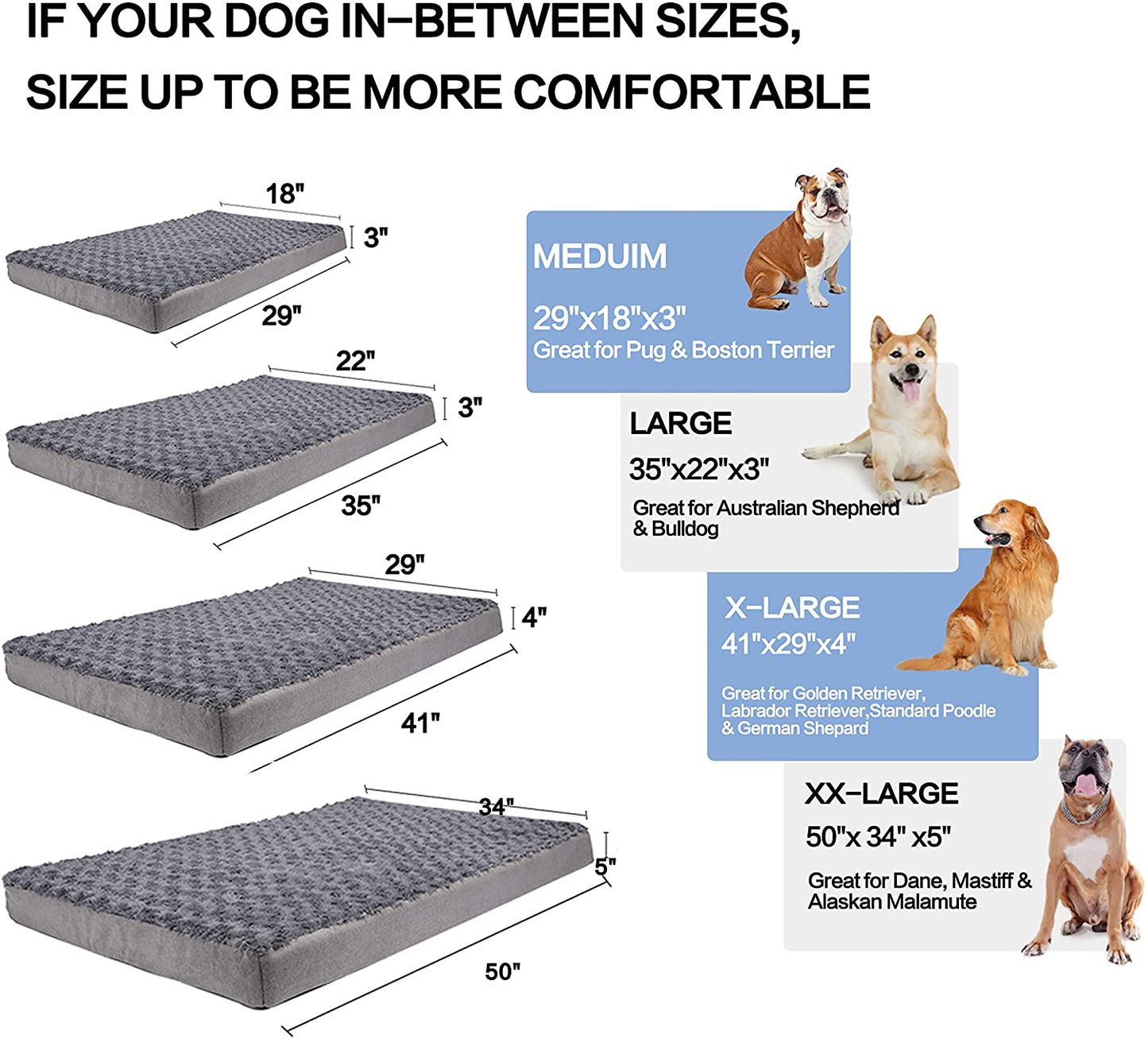GOHOO PET Memory Foam Dog Bed with Cooling Gel, Orthopedic Joint Relief Dog Crate Mat, Removable Machine Washable Cover & Waterproof Lining , for Small Medium Large Pets