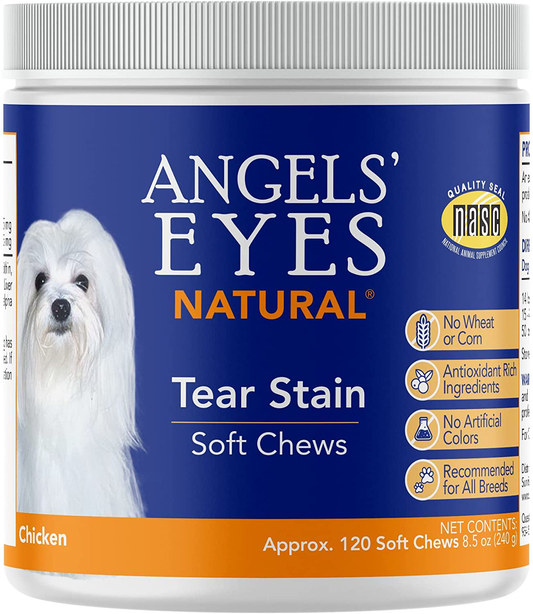 Angel'S Eyes NATURAL Tear Stain Prevention Soft Chews for Dogs - 120 Ct - Chicken Formula (AENSC120D) Animals & Pet Supplies > Pet Supplies > Small Animal Supplies > Small Animal Treats Angel's Eyes   