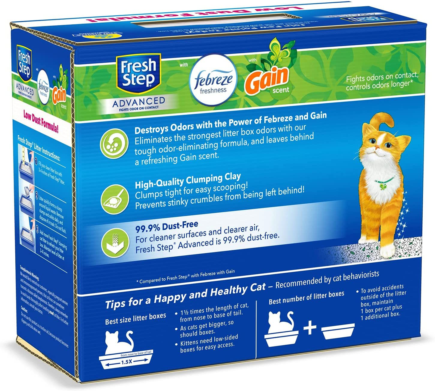 Fresh Step Advanced Cat Litter, Clumping Cat Litter, 99.9% Dust-Free, Gain Scent, 37 Lbs Total ( 2 Pack of 18.5 Lb Boxes) Animals & Pet Supplies > Pet Supplies > Cat Supplies > Cat Litter Fresh Step   
