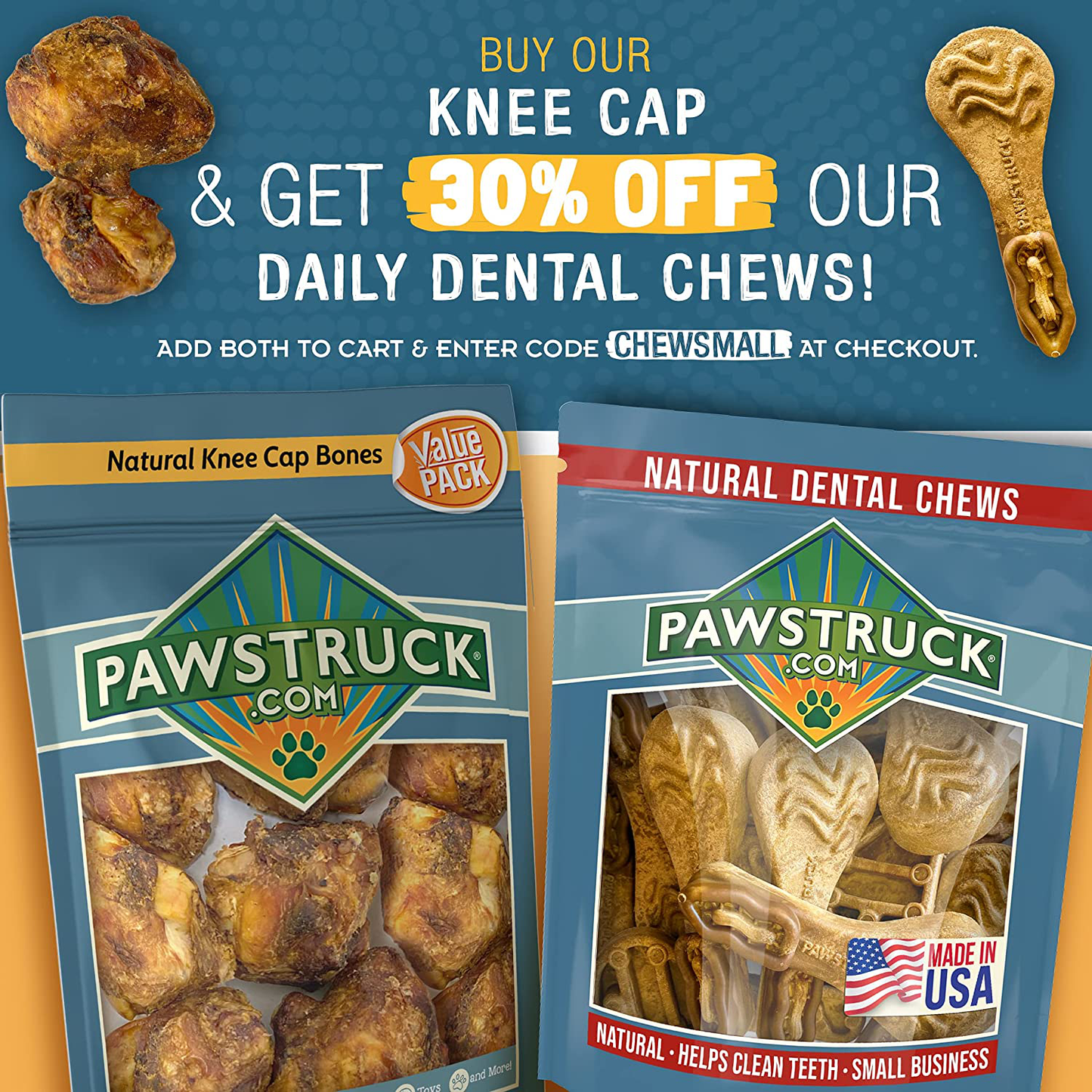 Natural Knee Cap Dog Bones, 10-Pack Dog Treats for Aggressive Chewers, Low Fat and High Protein Dental Chews for All Breeds, Long Lasting and Calming Rawhide Alternatives Animals & Pet Supplies > Pet Supplies > Dog Supplies > Dog Treats Pawstruck   