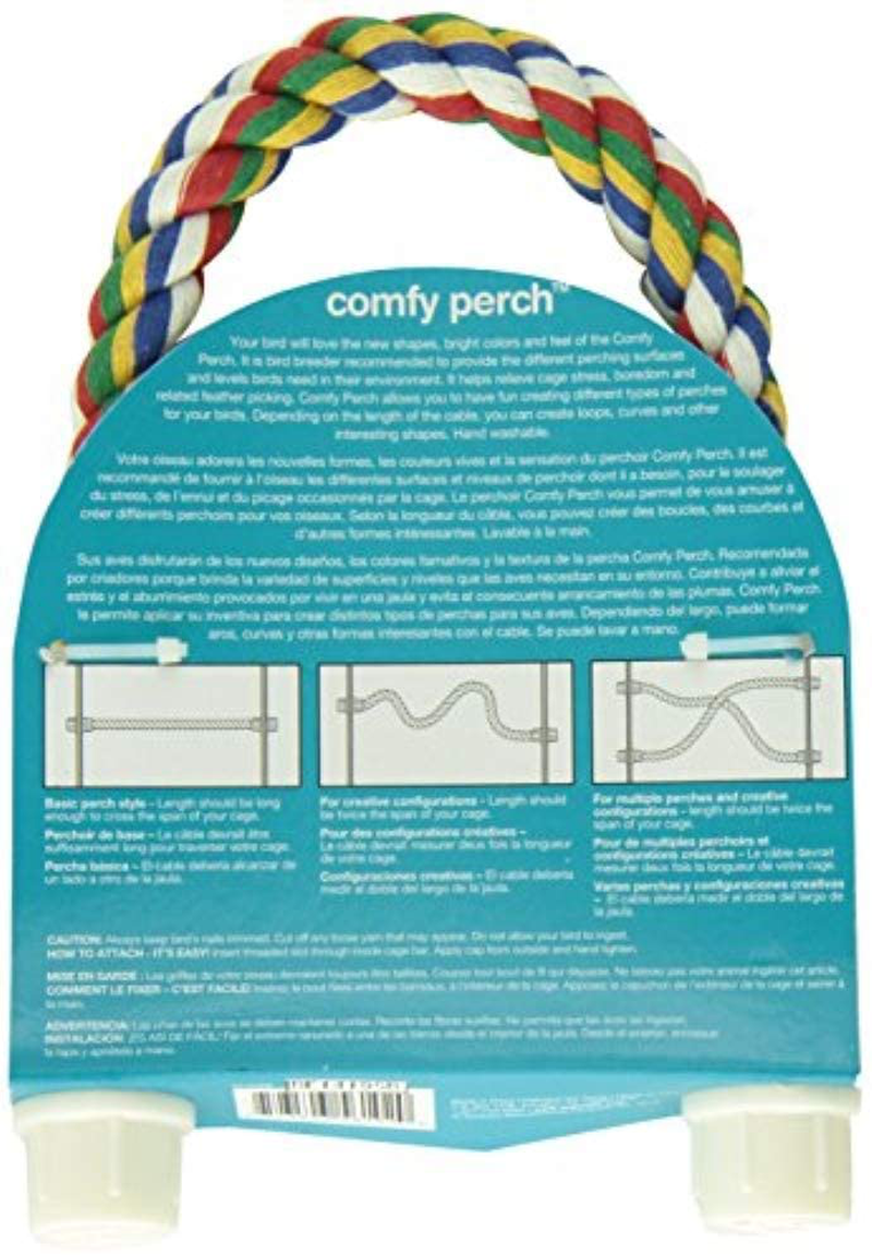 JW Pet Comfy Perch for Birds Flexible Multi-Color Rope,Small Animals & Pet Supplies > Pet Supplies > Bird Supplies > Bird Ladders & Perches JW   