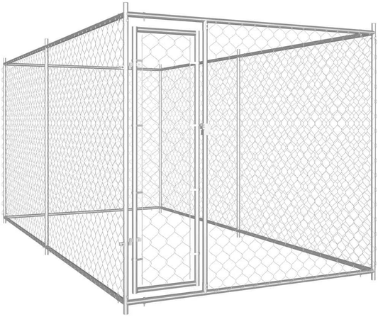 Vidaxl Outdoor Dog Kennel Dog Pet House Playpen Animal Dog Supply Enclouse Fencing Panel Metal Weather-Resistant Easy to Assemble 150.4" Animals & Pet Supplies > Pet Supplies > Dog Supplies > Dog Houses vidaXL   