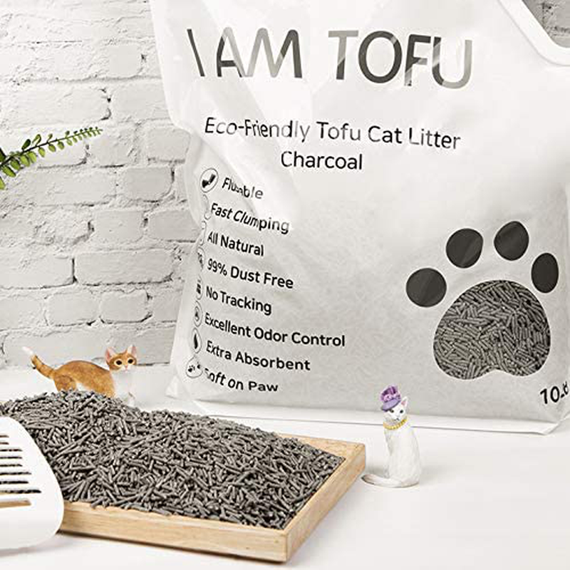 K KAMY'S ZOO I AM TOFU - Tofu Cat Litter, Natural Flushable Extra Clumping Pellet Litter