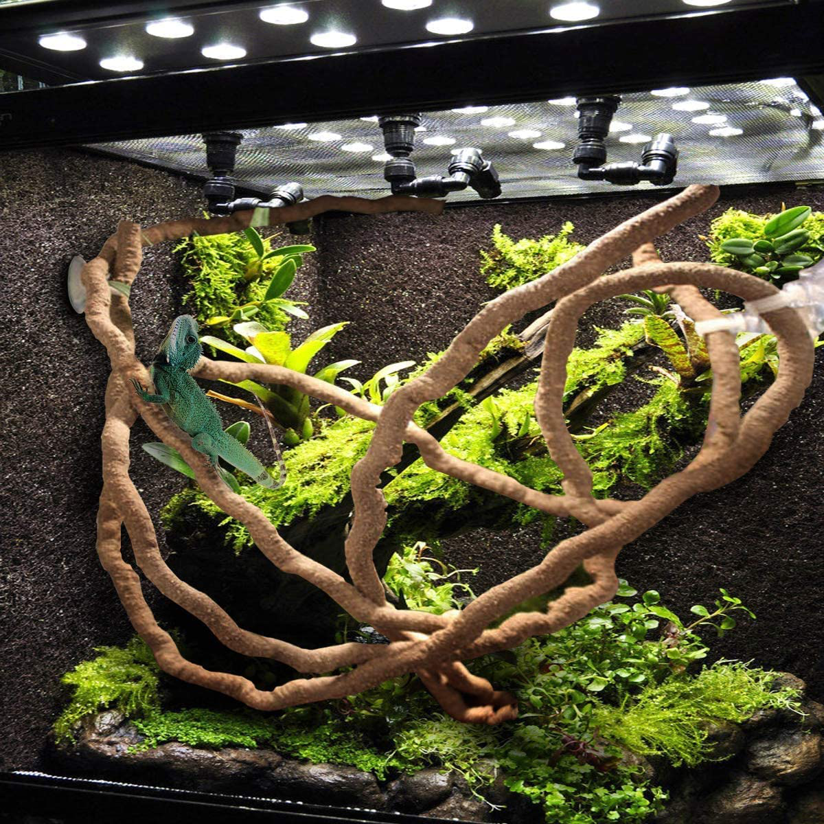 PINVNBY Bearded Dragon Tank Accessories Reptile Plants Lizard Hammock Jungle Climber Vines Flexible Leaves Habitat Reptile Decor for Climbing, Chameleon, Lizards, Gecko, Snakes Animals & Pet Supplies > Pet Supplies > Reptile & Amphibian Supplies > Reptile & Amphibian Substrates PINVNBY   