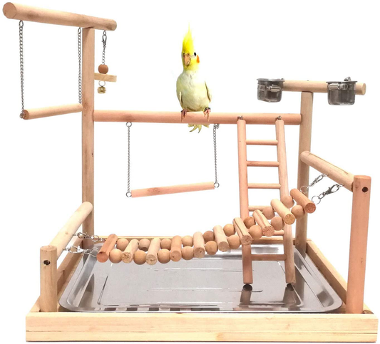 Mrli Pet Bird Perch Platform Stand Wood for Small Animals Parrot Parakeet Conure Cockatiel Budgie Gerbil Rat Mouse Chinchilla Hamster Cage Accessories Exercise Toys Sector
