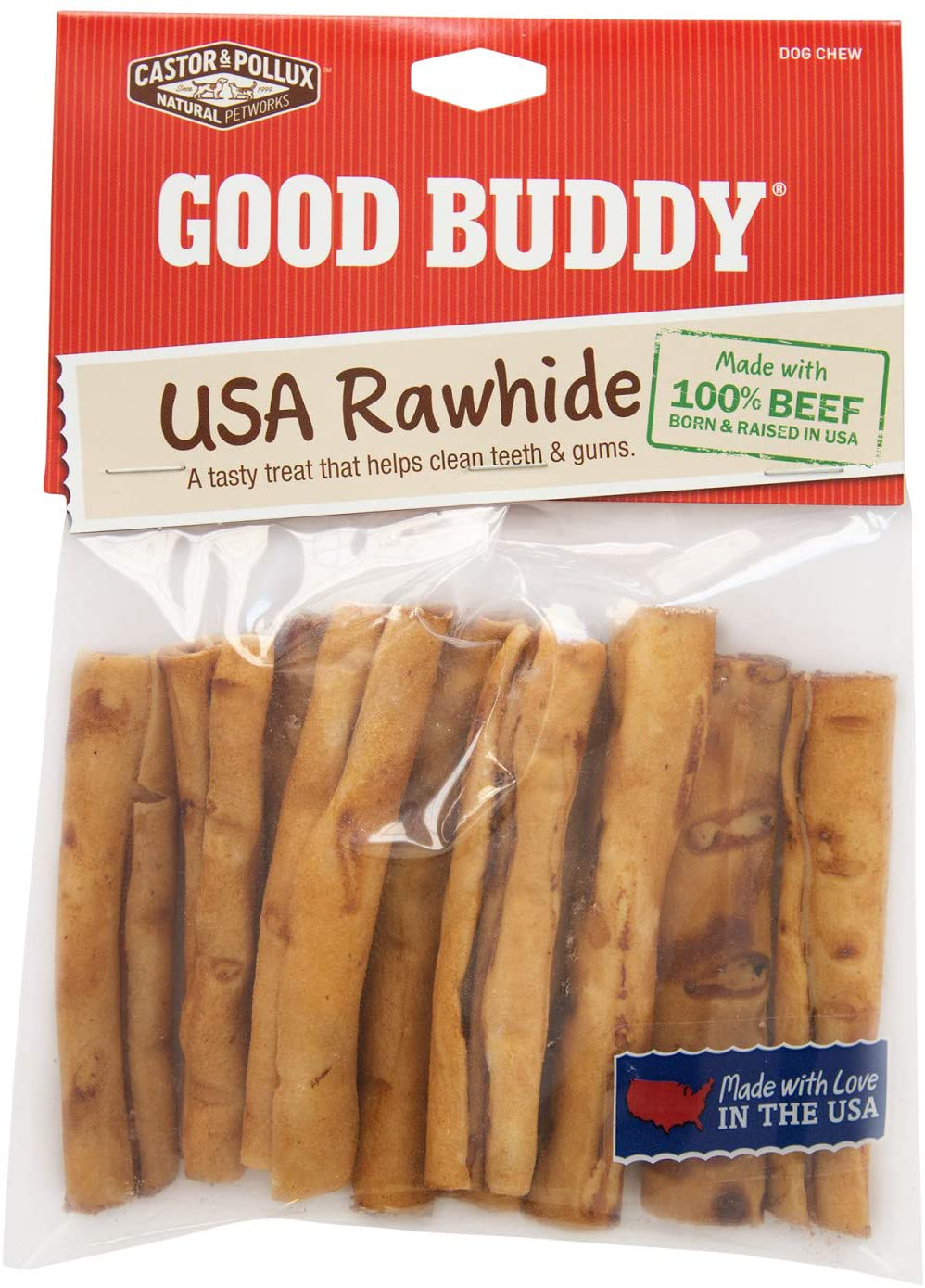 Castor & Pollux Good Buddy Made in USA Natural Chicken Flavor Rawhide Dog Treats Animals & Pet Supplies > Pet Supplies > Dog Supplies > Dog Treats Castor & Pollux Rawhide Rolls Natural Chicken Flavor 2-3"