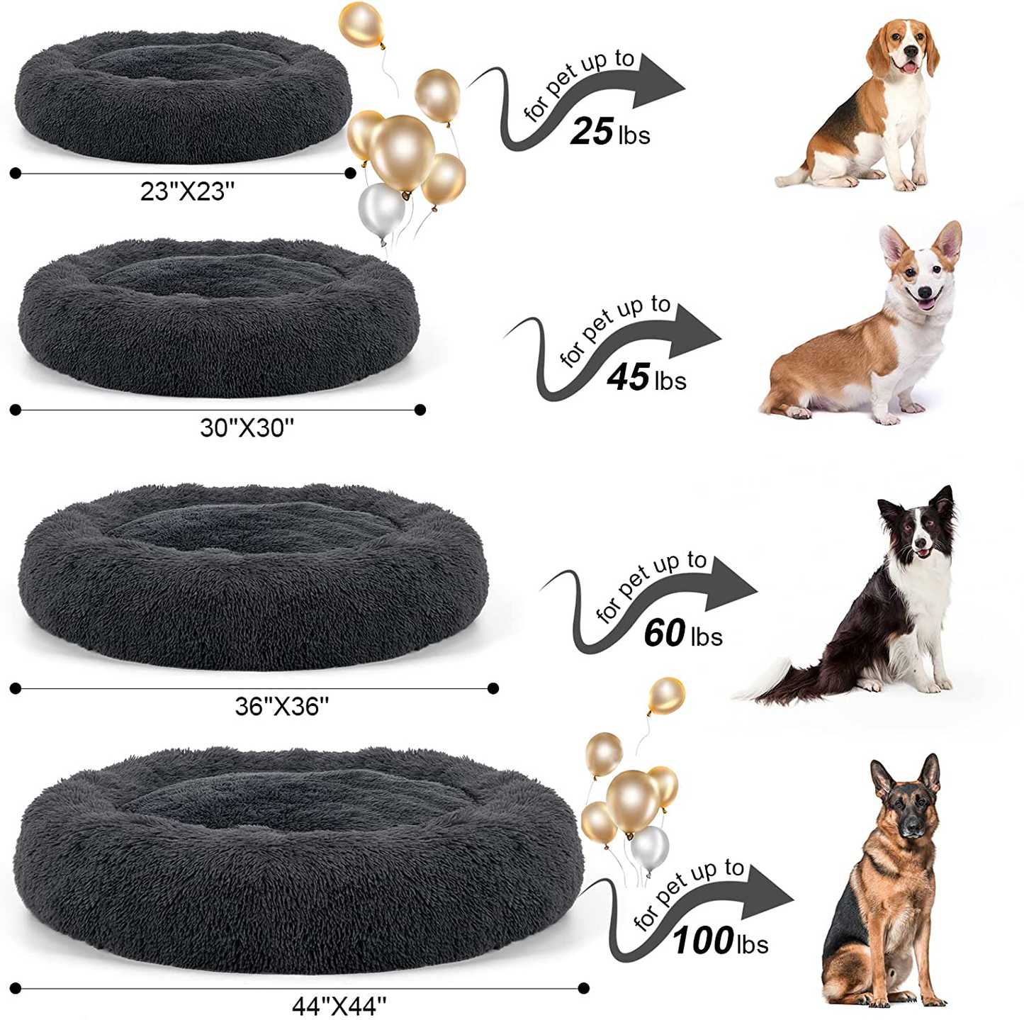 Dog Bed, Calming Cat Bed, Upgraded Thick Pet Donut Cuddler, Detachable Washable Cozy Bed with Anti-Slip & Water-Resistant Bottom, Pet Cushion Bed for Small Medium Large X-Large Dog or Cat