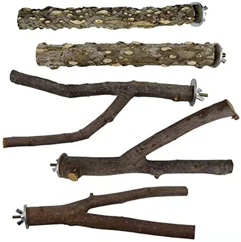 RF-X Bird Toys Perch Wood, Parrot Toys Natural Branch Standing Stick Set of 5, Suitable for Macaws, Budgies, Lovebirds, Finches, Small and Medium Sized Bird Toys Animals & Pet Supplies > Pet Supplies > Bird Supplies > Bird Toys RF-X   