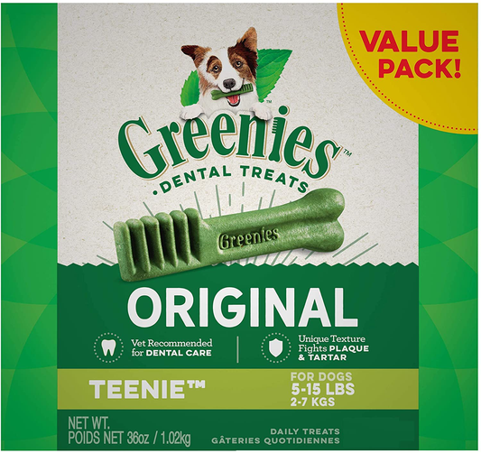 Greenies Original Teenie Natural Dental Dog Treats (5-15 Lb. Dogs) Animals & Pet Supplies > Pet Supplies > Dog Supplies > Dog Treats Greenies 130 Treats  