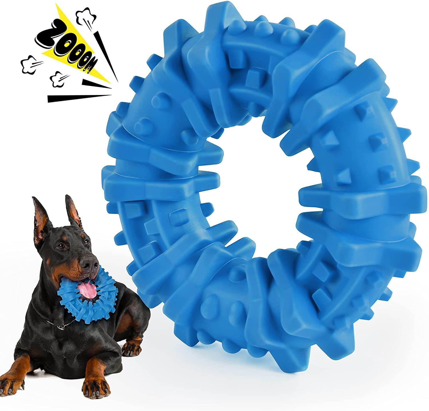 Dog Toys for Aggressive Chewers Large Breed, Durable Dog Chew Toy, Nearly Indestructible Dog Toys for Large Dogs, Tough Natural Rubber Puppy Chew Toys for Medium Dog Teeth Cleaning Animals & Pet Supplies > Pet Supplies > Dog Supplies > Dog Toys LEGEND SANDY Blue Ring  