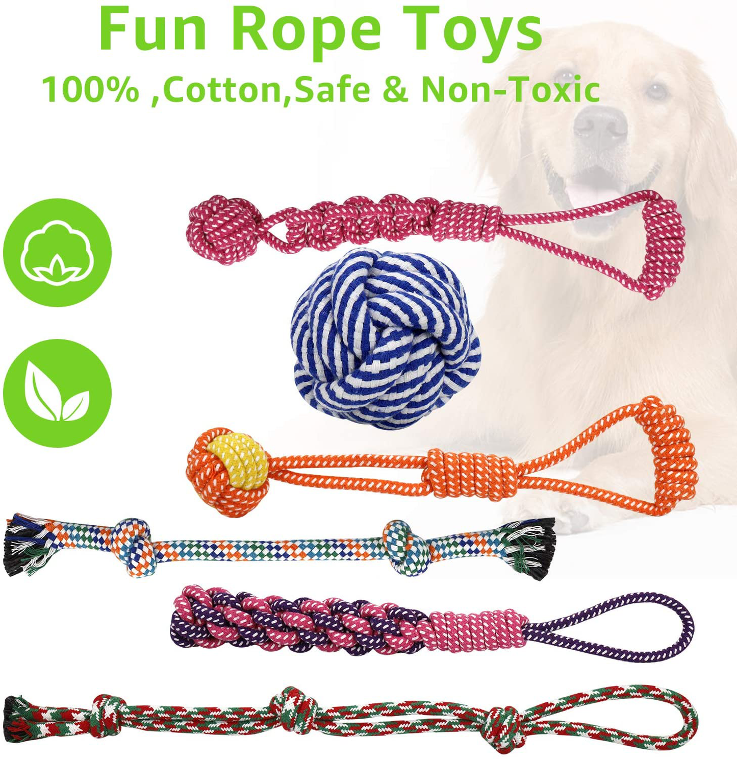 Dog Chew Toys for Aggressive Chewers,11 Pack Dog Rope Toys Sets,Tug of War Dog Toy Toothbrush Chew Toys,Iq Ball and Squeaky Rubber Bone Puppy and Small Dog (11 Pack) Animals & Pet Supplies > Pet Supplies > Dog Supplies > Dog Toys HZYan   
