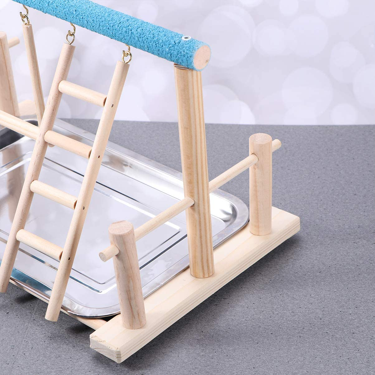 POPETPOP Bird Play Stand - Parrot Playground Wood Bird Playpen, Parrot Playstand Bird Playground Perch Gym Ladder with Toys Exercise Play Animals & Pet Supplies > Pet Supplies > Bird Supplies > Bird Gyms & Playstands POPETPOP   