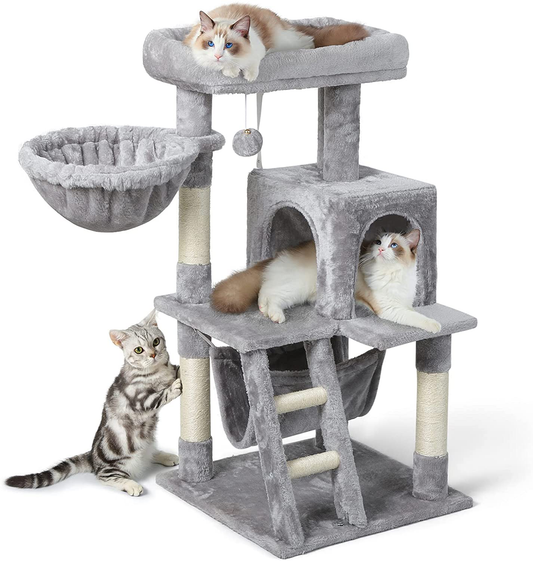 Rabbitgoo Cat Tree Cat Tower for Indoor Cats, Multi-Level Cat House Condo with Large Perch, Scratching Posts & Hammock, Cat Climbing Stand with Toy for Small Cats Kittens Play Rest, 39" Tall Animals & Pet Supplies > Pet Supplies > Cat Supplies > Cat Furniture rabbitgoo Warm Gray  