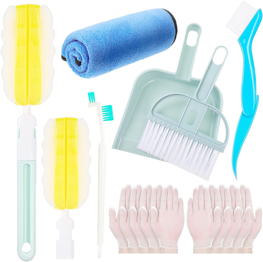 Dandat 17 Pack Pet Cage Cleaner Set for Rabbit Cages Cleaning Dustpan and Broom Pet Playpen Bedding Cleaning Brush Foam Sponge for Guinea Pig Hamster Cat Ferret Birds Parrot Chinchilla Small Animals Animals & Pet Supplies > Pet Supplies > Small Animal Supplies > Small Animal Habitat Accessories Dandat   