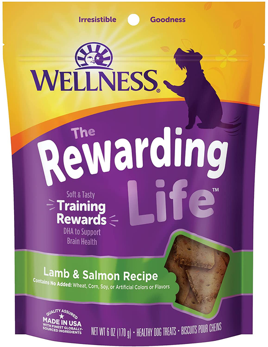Wellness Wellbars Natural Grain Free Crunchy Dog Treat Biscuits Animals & Pet Supplies > Pet Supplies > Small Animal Supplies > Small Animal Treats Wellness Natural Pet Food Lamb & Salmon 6 Ounce (Pack of 1) 