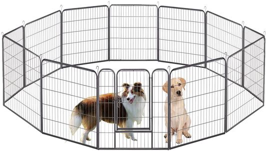 Bosely Durable Foldable Large Outdoor Fence Metal Panels Pet Exercise Pens Dog Playpen, Black Cage Animals & Pet Supplies > Pet Supplies > Dog Supplies > Dog Kennels & Runs Bosely   