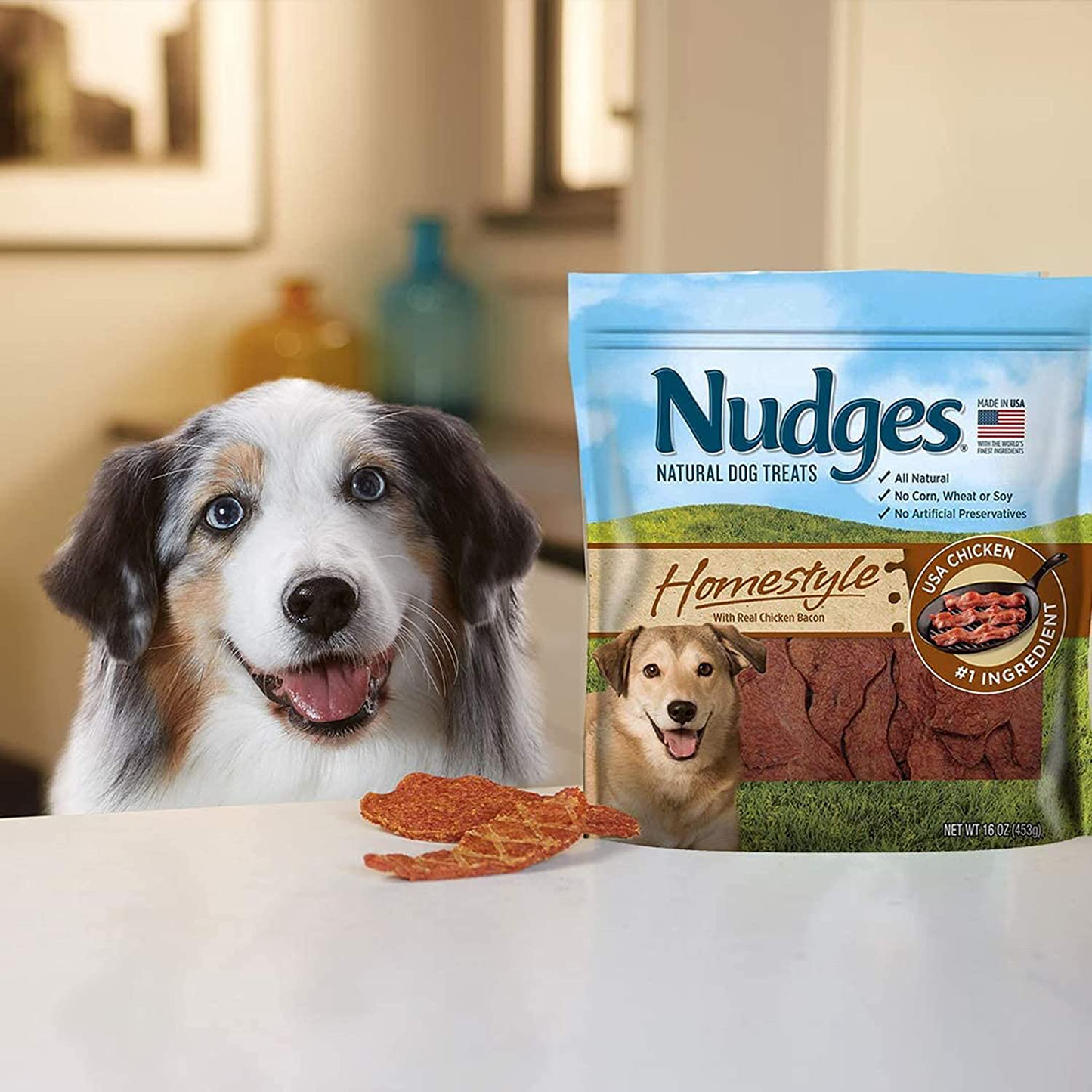 Nudges Natural Dog Treats Homestyle Made with Real Chicken Bacon Animals & Pet Supplies > Pet Supplies > Small Animal Supplies > Small Animal Treats Nudges   