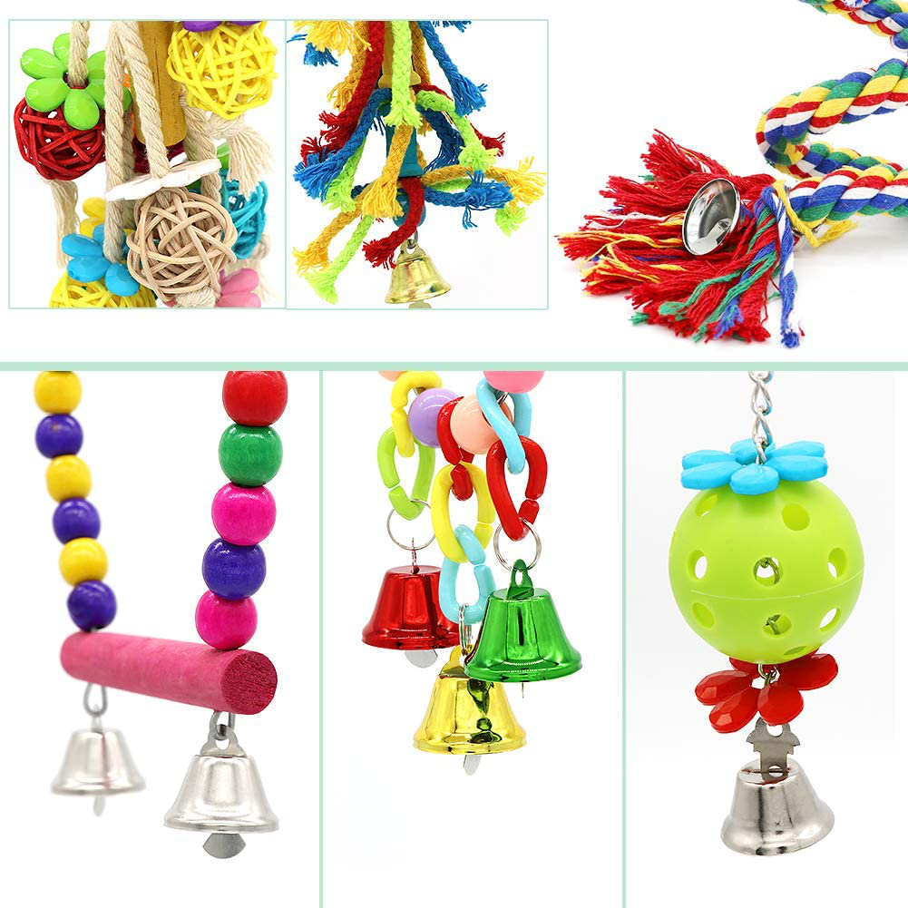 Small Bird Swing Toys, 6 PCS Parrots Chewing Natural Wood and Rope Bungee Bird Toy for Anchovies, Parakeets, Cockatiel, Conure, Mynah, Macow and Other Small Birds Animals & Pet Supplies > Pet Supplies > Bird Supplies > Bird Cage Accessories PETUOL   