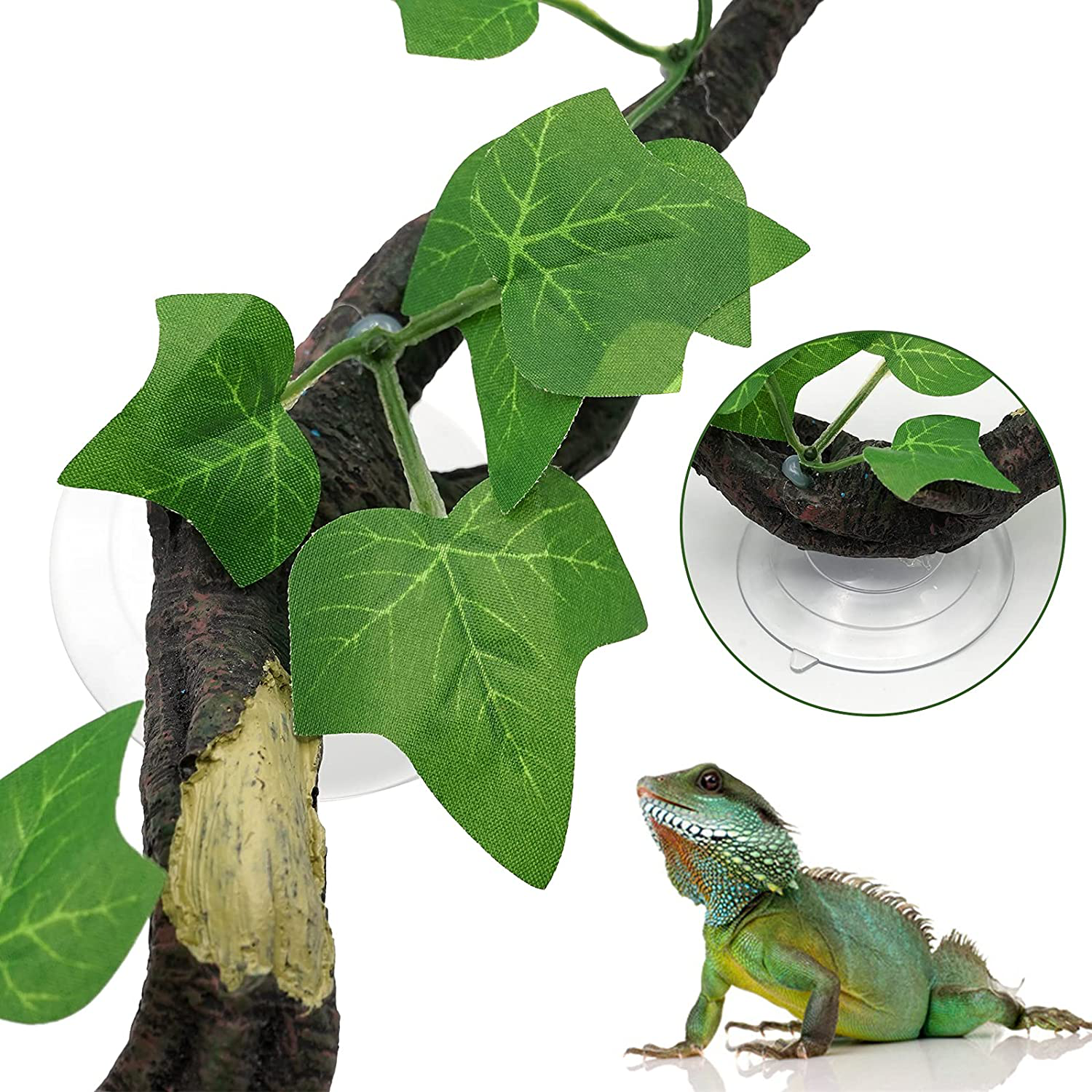 NOMAL Reptile Climbing Branch Terrarium Plant Decoration with Suction Cup for Bearded Dragons Lizards Geckos Amphibian Habitat Decor