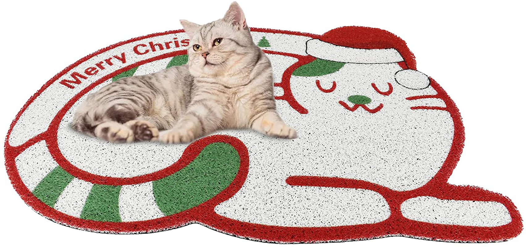 NEWSHONE Cat Litter Mat Trapping Mat,28X18Inch Waterproof Urine Proof Non-Slip Cat Litter Pad,Super Cute Easy to Clean Durable for Cats and Dogs Animals & Pet Supplies > Pet Supplies > Cat Supplies > Cat Litter Box Mats NEWSHONE Christmas cat litter pad  