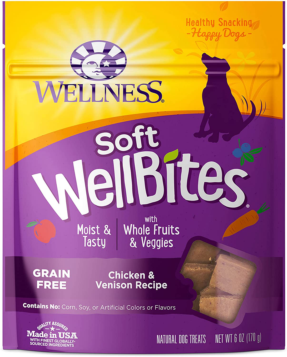 Wellness Wellbars Natural Grain Free Crunchy Dog Treat Biscuits Animals & Pet Supplies > Pet Supplies > Dog Supplies > Dog Treats Wellness Natural Pet Food Chicken & Venison 6 Ounce (Pack of 1) 
