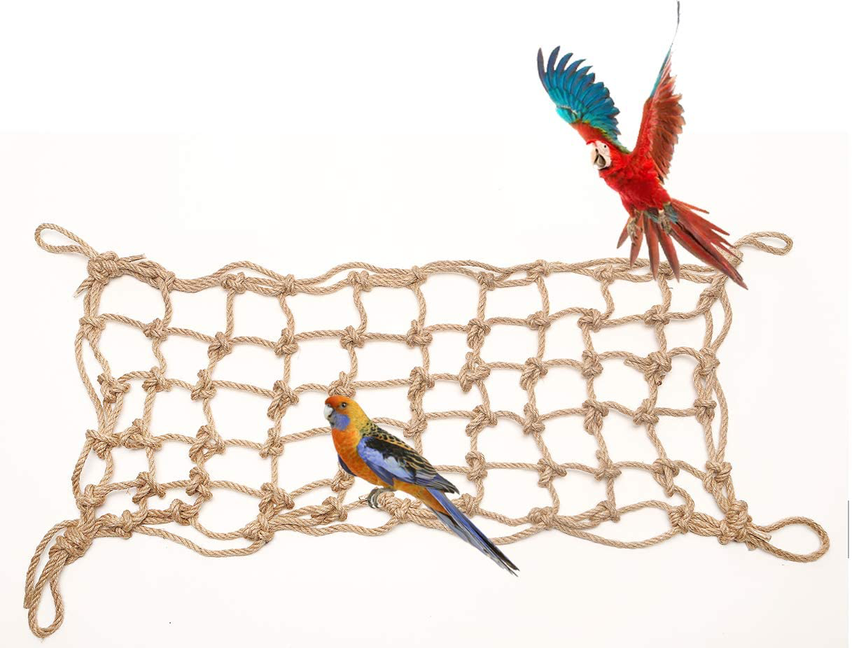 Morezi Parrot Bird Climbing Net Cotton Rope Cage Wood Hemp Rope Ladder Toy Play Gym Hanging Swing Net Parrot Perch Hammock Toy Decor for All Kinds of Parrot Animals & Pet Supplies > Pet Supplies > Bird Supplies > Bird Ladders & Perches Morezi   