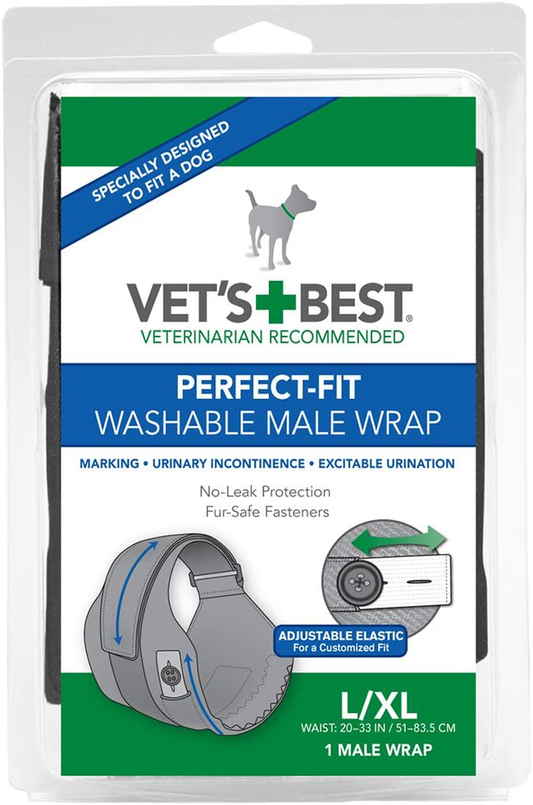 Vet'S Best Washable Male Dog Diapers | Absorbent Male Wraps with Leak Protection | Excitable Urination, Incontinence, or Male Marking | 1 Reusable Dog Diaper per Pack Animals & Pet Supplies > Pet Supplies > Dog Supplies > Dog Diaper Pads & Liners Vet's Best LG/XL  