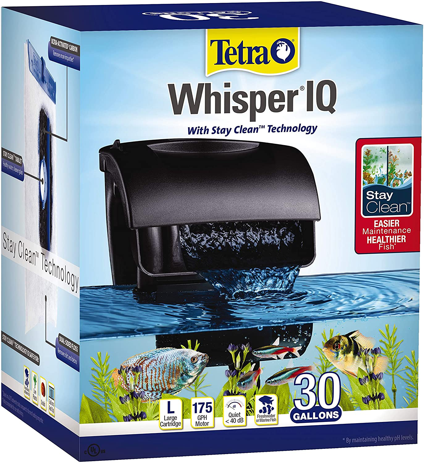 Tetra Whisper IQ Power Filter for Aquariums, with Quiet Technology Animals & Pet Supplies > Pet Supplies > Fish Supplies > Aquarium Filters Tetra 30-Gallon  