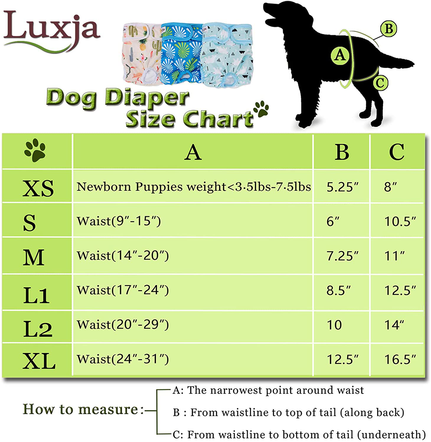 LUXJA Reusable Female Dog Diapers (Pack of 3), Washable Wraps for Female Dog (Flamingos+Polar Bears+Flowers)