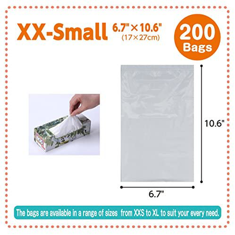 BOS Amazing Odor Sealing Disposable Bags for Dog Poop, Diaper or Any Sanitary Product Disposal -Durable and Unscented (200 Bags)[Size: XXS, Color: White]